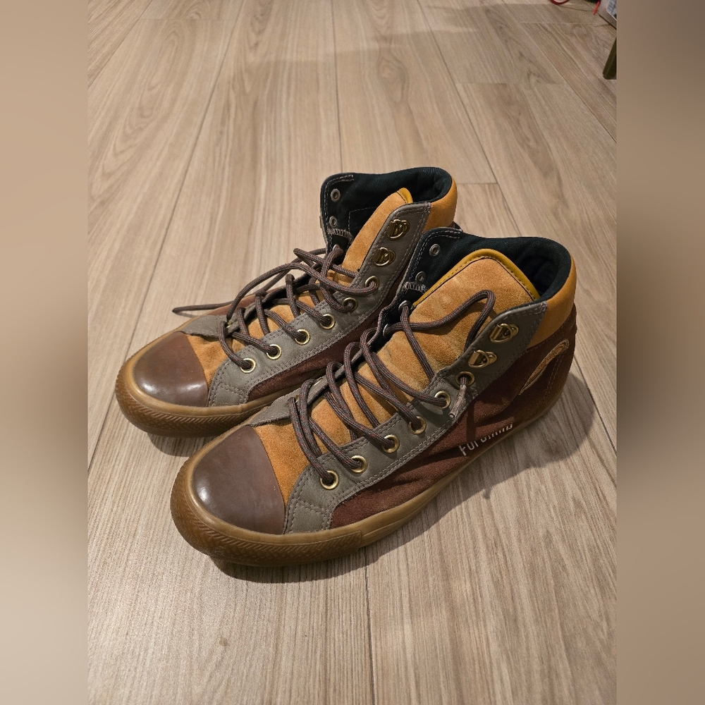 Converse Men's High-Top Sneakers in Brown and Tan, used in very good condition.